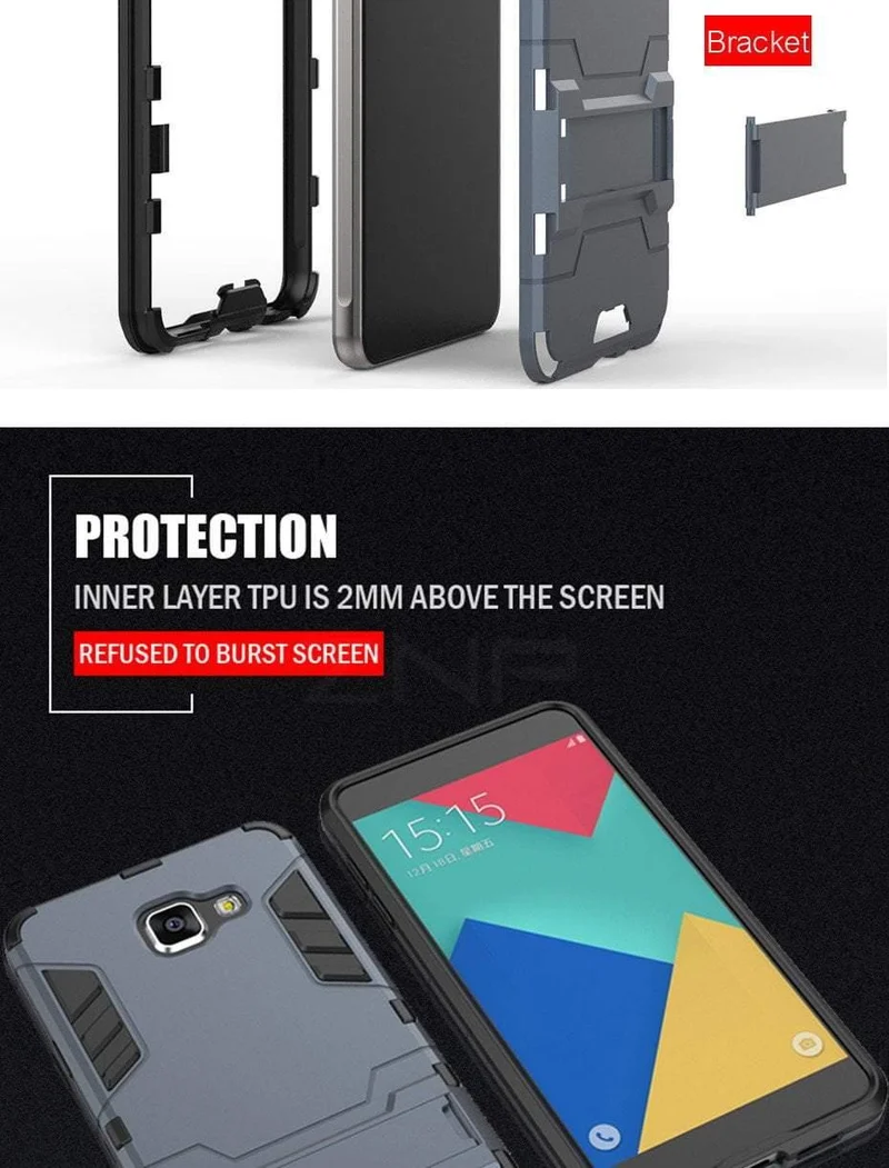 ZNP Full Shockproof Armor Stand Cover Case For Samsung Galaxy A5 A3 A7 A8 Plus Holder Phone Case For Samsung J5 J7 A7 A5 A3 Case