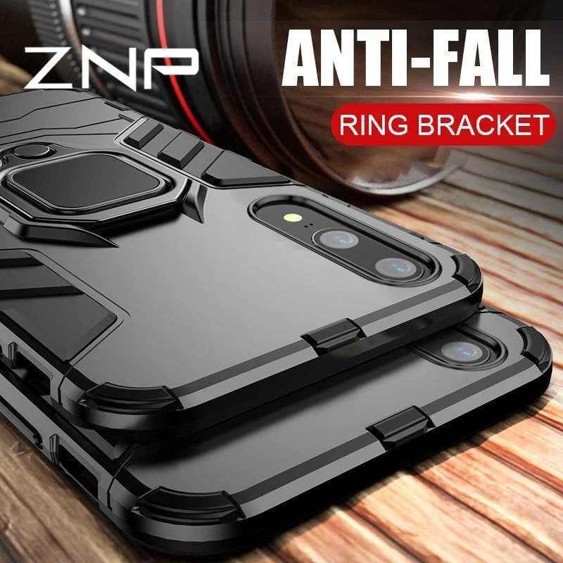 ZNP Luxury Armor Stand Phone Case For Huawei P20 Lite P20 With Holder Ring Shockproof Cover Case For Huawei P20 Pro Case Shell