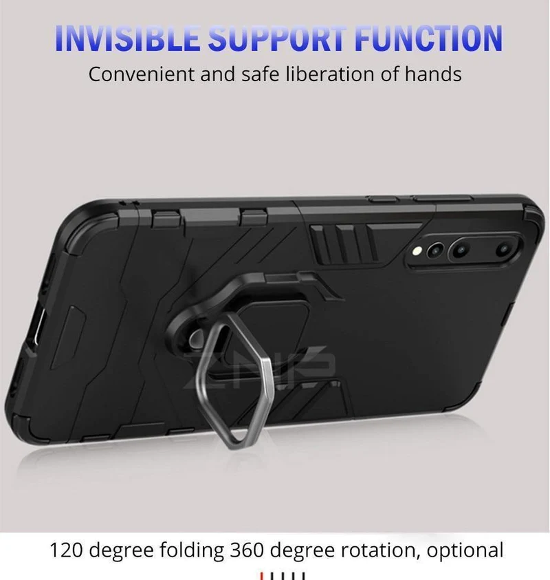 ZNP Luxury Armor Stand Phone Case For Huawei P20 Lite P20 With Holder Ring Shockproof Cover Case For Huawei P20 Pro Case Shell