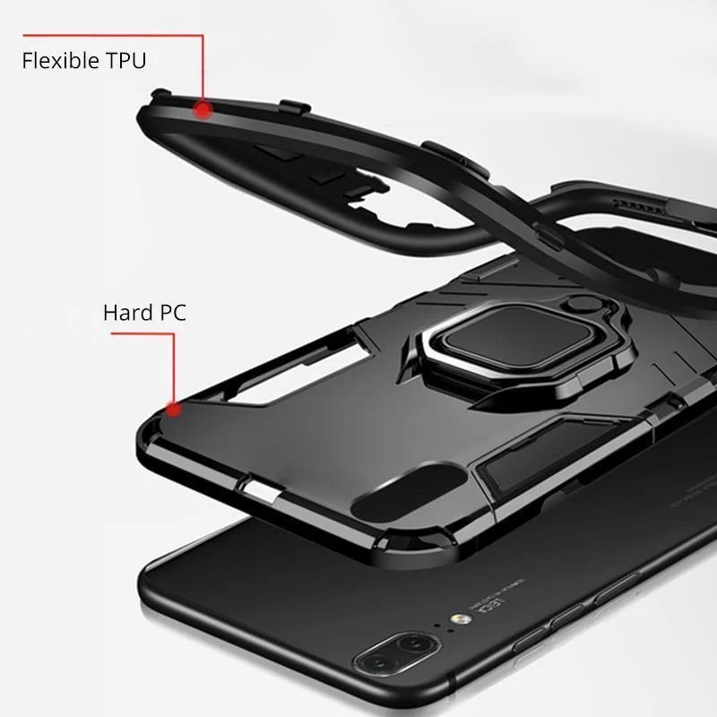 ZNP Luxury Armor Stand Phone Case For Huawei P20 Lite P20 With Holder Ring Shockproof Cover Case For Huawei P20 Pro Case Shell