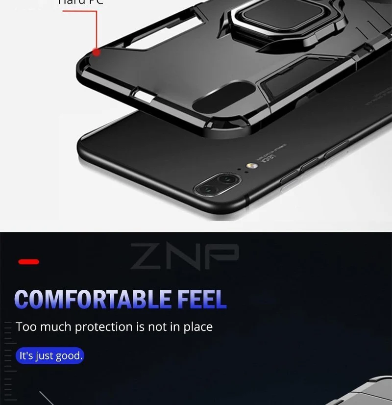 ZNP Luxury Armor Stand Phone Case For Huawei P20 Lite P20 With Holder Ring Shockproof Cover Case For Huawei P20 Pro Case Shell