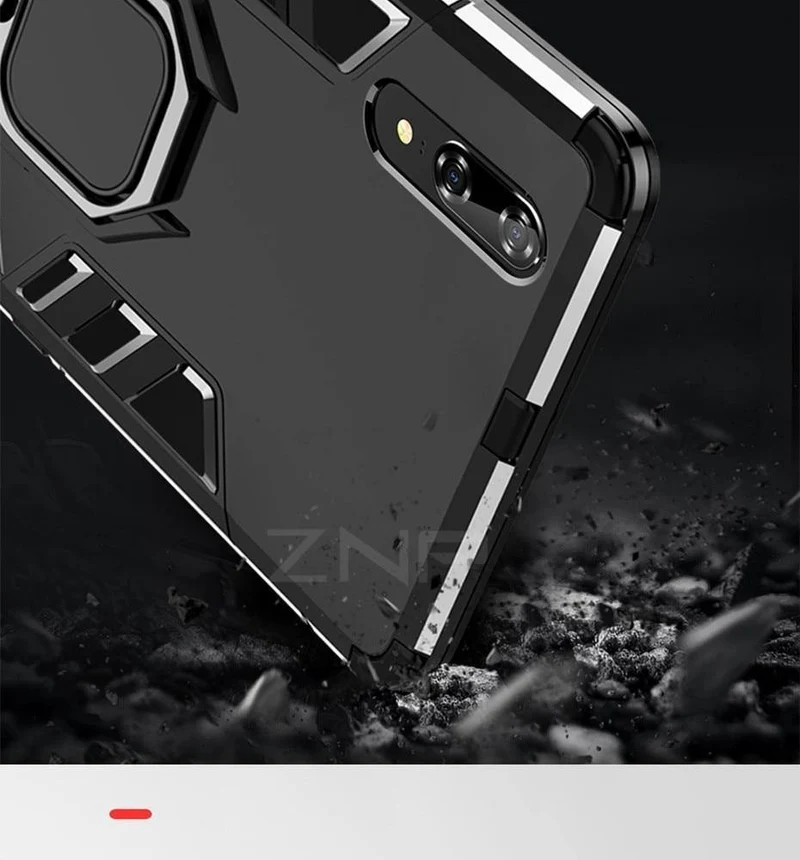 ZNP Luxury Armor Stand Phone Case For Huawei P20 Lite P20 With Holder Ring Shockproof Cover Case For Huawei P20 Pro Case Shell