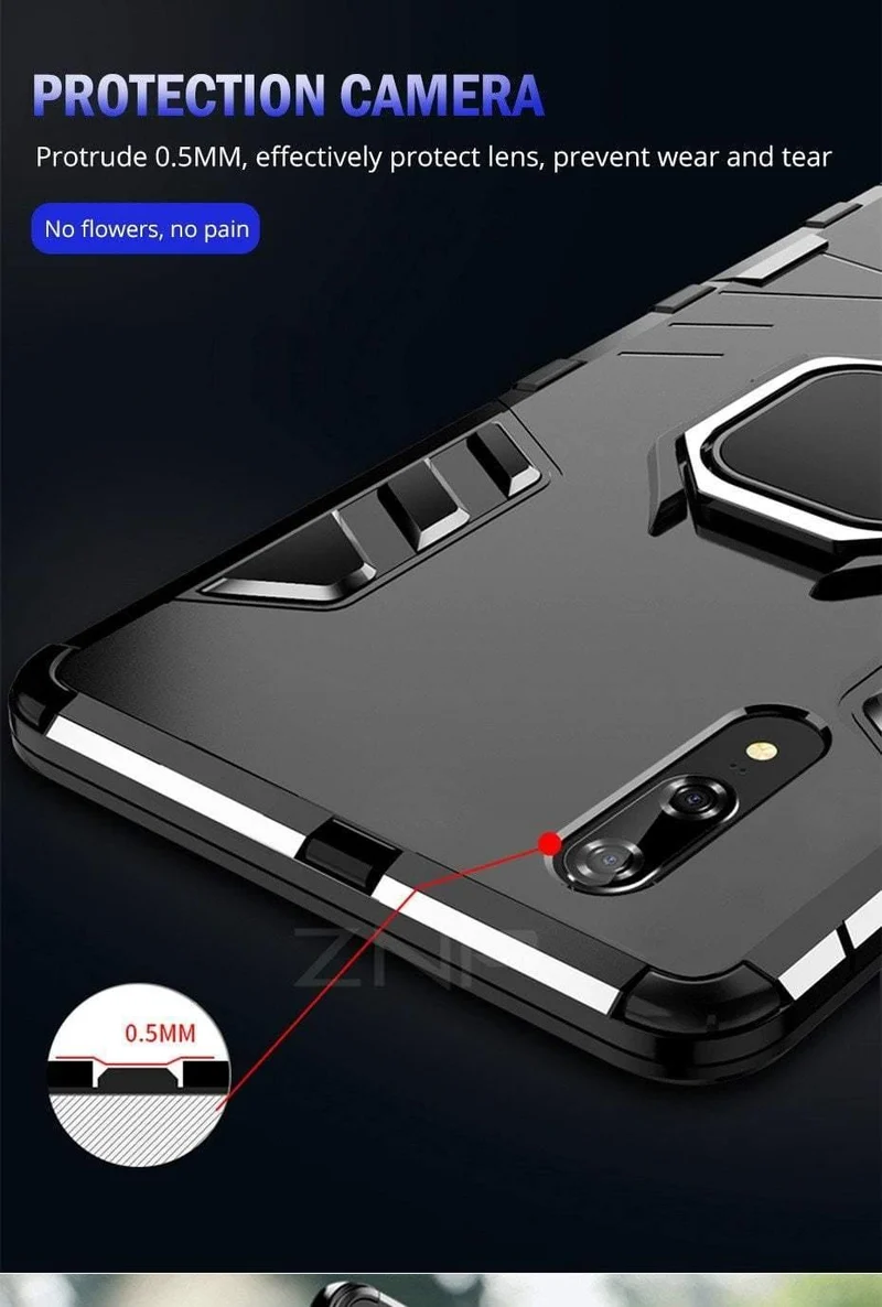 ZNP Luxury Armor Stand Phone Case For Huawei P20 Lite P20 With Holder Ring Shockproof Cover Case For Huawei P20 Pro Case Shell