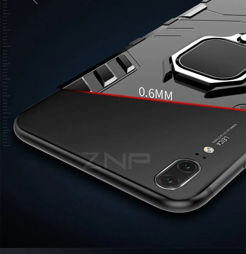 ZNP Luxury Armor Stand Phone Case For Huawei P20 Lite P20 With Holder Ring Shockproof Cover Case For Huawei P20 Pro Case Shell