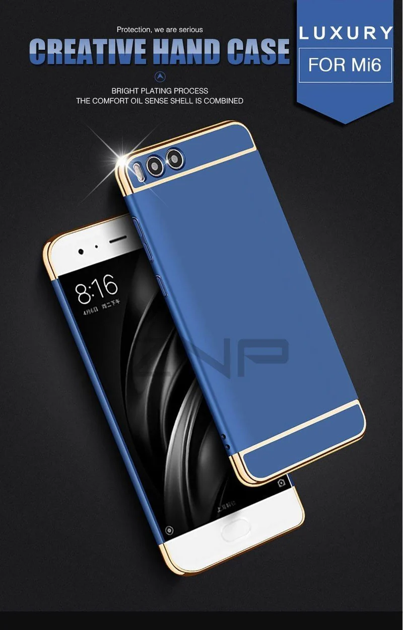 ZNP Luxury Electroplate Shockproof Case For Xiaomi Mi 6 5 5S Plus Hard Back Cover Cases For Xiaomi Mi 6 5 5X 5C Phone Case shell