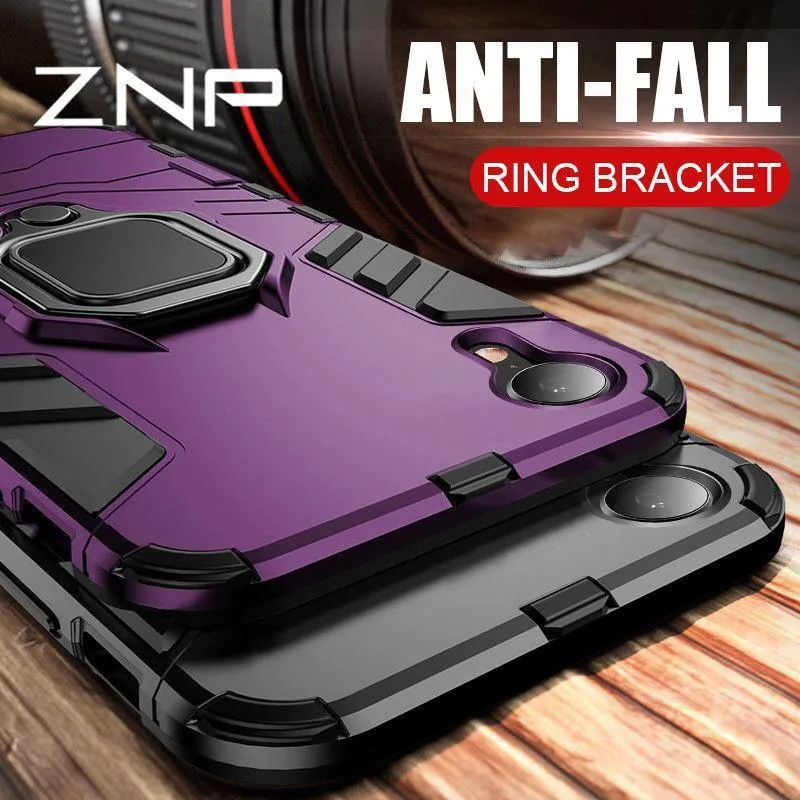 ZNP Luxury Armor Phone Case For iPhone 6 6s 7 8 Plus X 10 Shockproof Cover For iPhone X XS Max XR 5 5s SE Case With Holder Ring