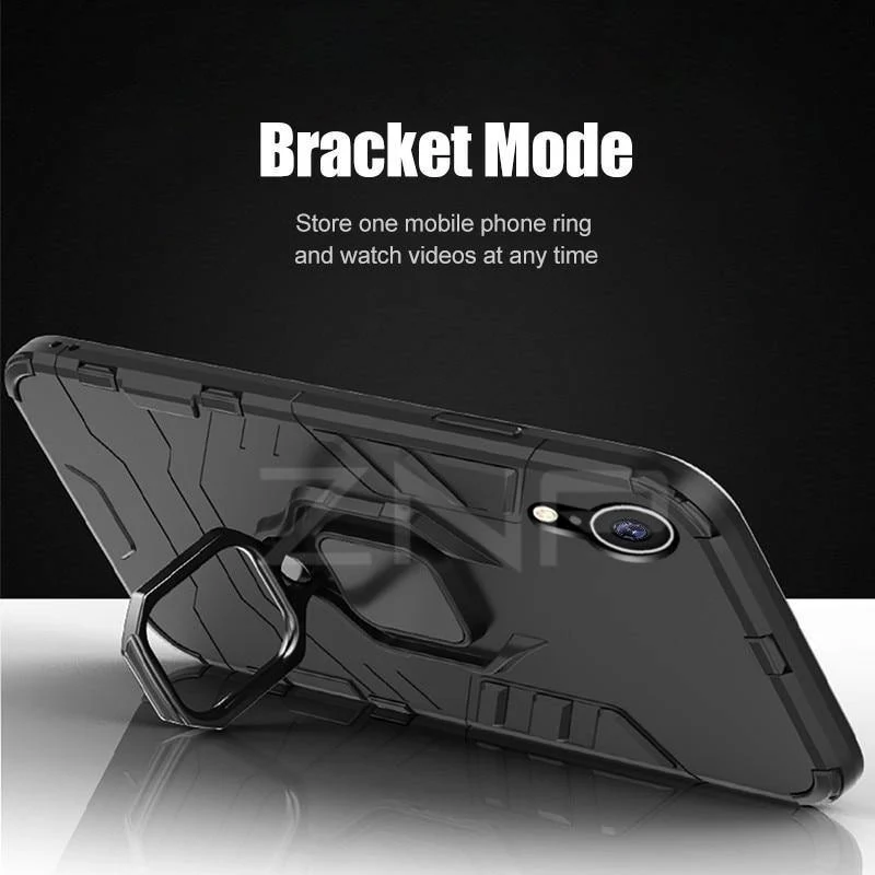 ZNP Luxury Armor Phone Case For iPhone 6 6s 7 8 Plus X 10 Shockproof Cover For iPhone X XS Max XR 5 5s SE Case With Holder Ring