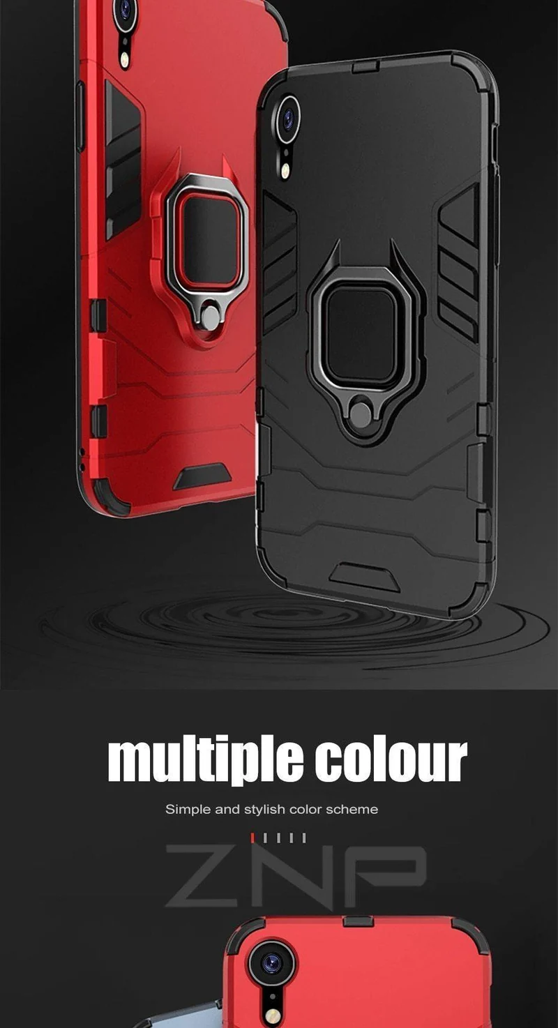 ZNP Luxury Armor Phone Case For iPhone 6 6s 7 8 Plus X 10 Shockproof Cover For iPhone X XS Max XR 5 5s SE Case With Holder Ring