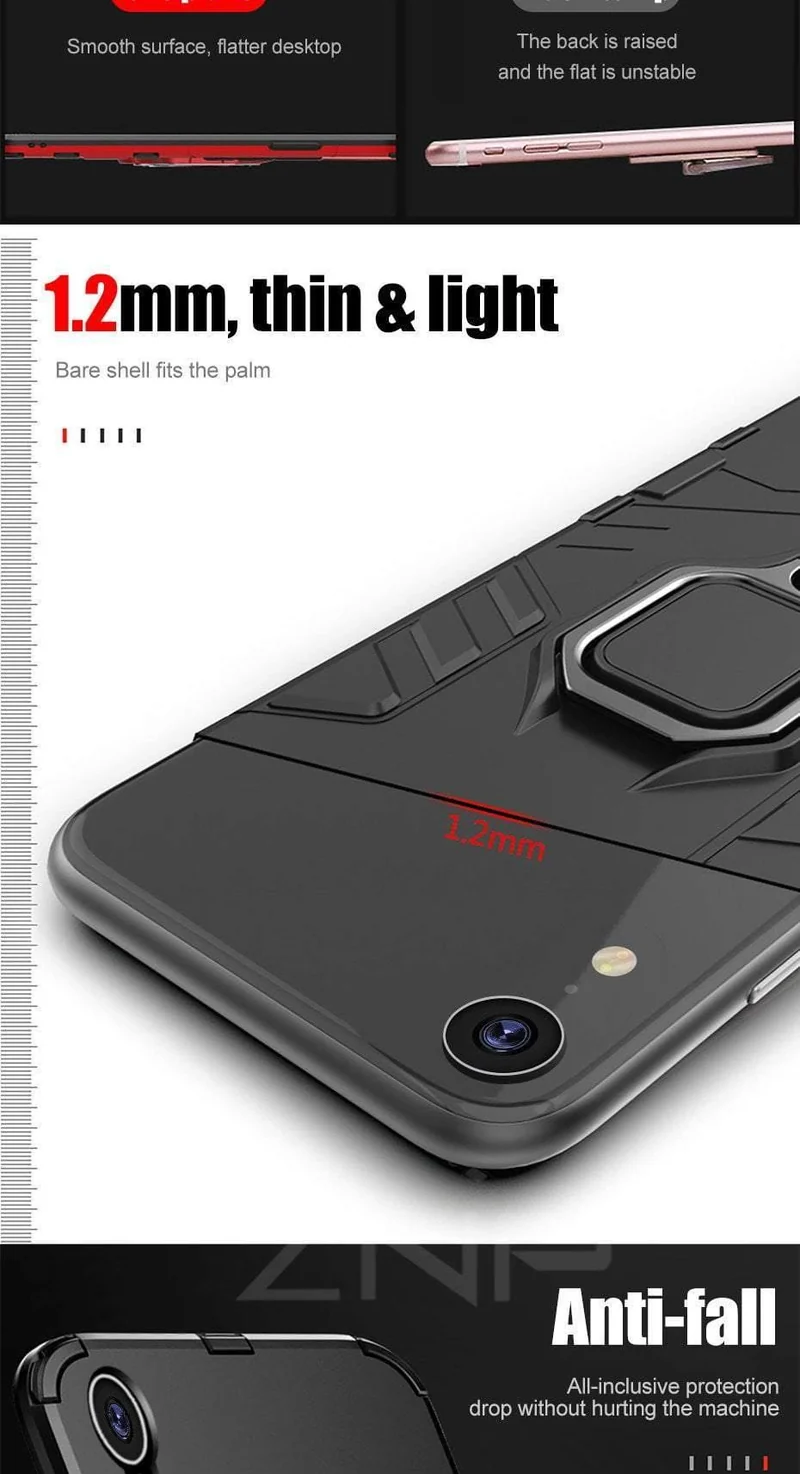 ZNP Luxury Armor Phone Case For iPhone 6 6s 7 8 Plus X 10 Shockproof Cover For iPhone X XS Max XR 5 5s SE Case With Holder Ring