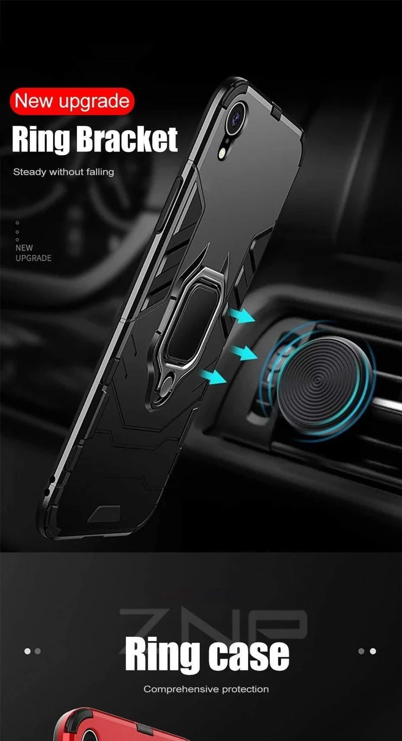ZNP Luxury Armor Phone Case For iPhone 6 6s 7 8 Plus X 10 Shockproof Cover For iPhone X XS Max XR 5 5s SE Case With Holder Ring