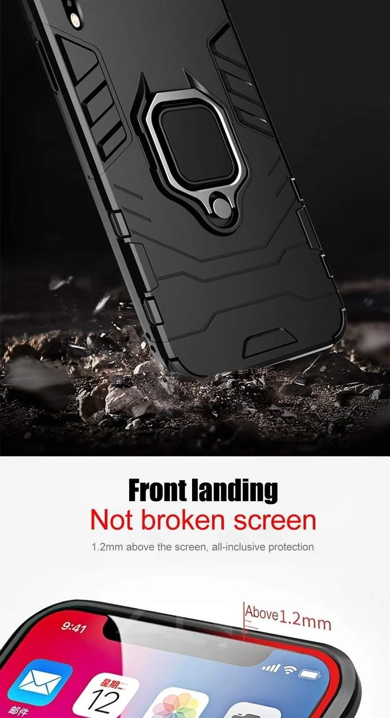 ZNP Luxury Armor Phone Case For iPhone 6 6s 7 8 Plus X 10 Shockproof Cover For iPhone X XS Max XR 5 5s SE Case With Holder Ring