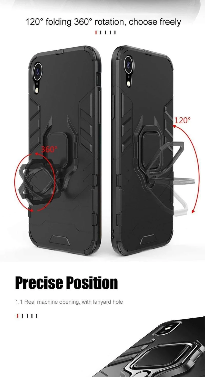 ZNP Luxury Armor Phone Case For iPhone 6 6s 7 8 Plus X 10 Shockproof Cover For iPhone X XS Max XR 5 5s SE Case With Holder Ring