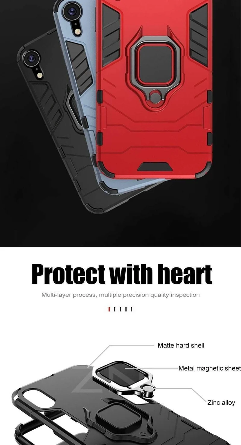 ZNP Luxury Armor Phone Case For iPhone 6 6s 7 8 Plus X 10 Shockproof Cover For iPhone X XS Max XR 5 5s SE Case With Holder Ring