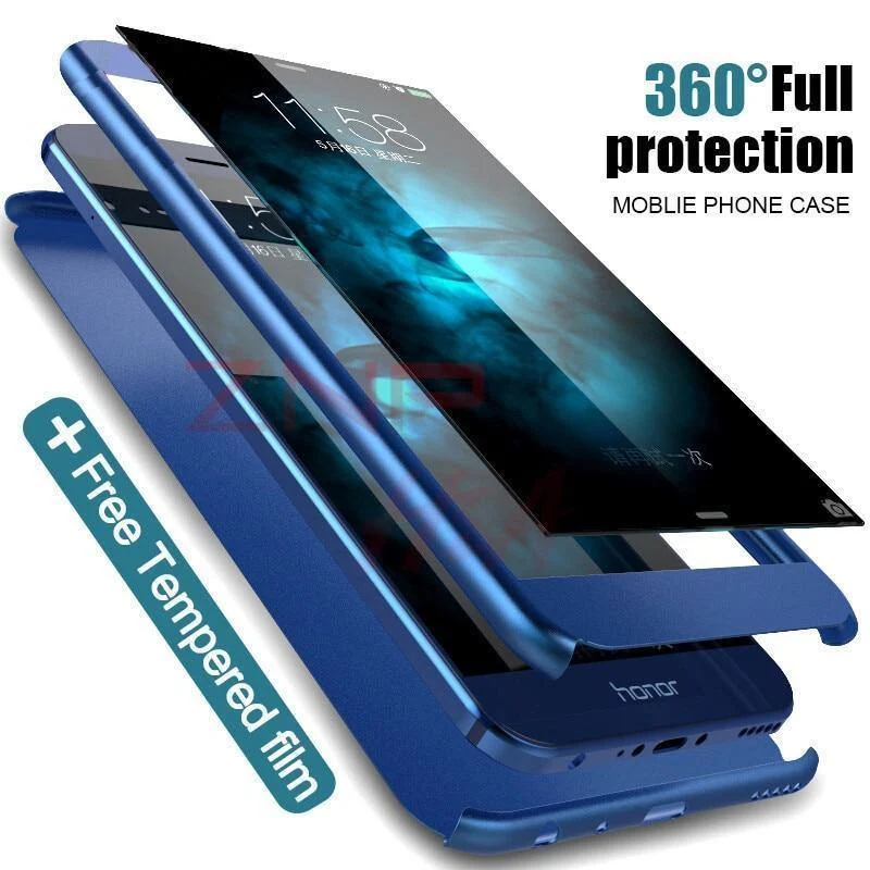 ZNP 360 Degree Full Cover Protection Case For Huawei Honor 9 10 Lite Cases With Glass For Honor V9 Play V10 Phone Case Shell