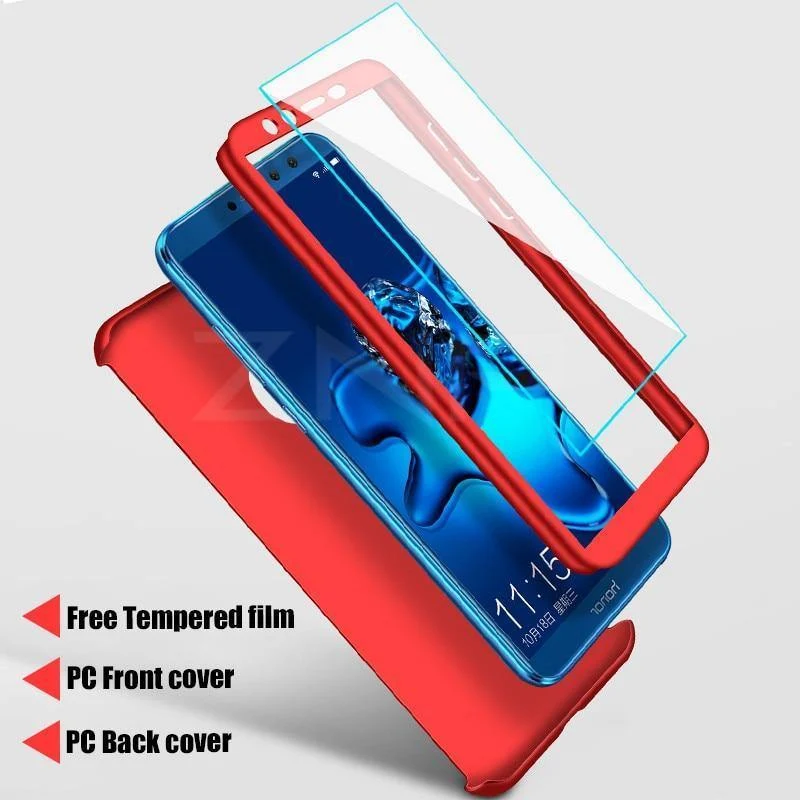 ZNP 360 Degree Full Cover Protection Case For Huawei Honor 9 10 Lite Cases With Glass For Honor V9 Play V10 Phone Case Shell