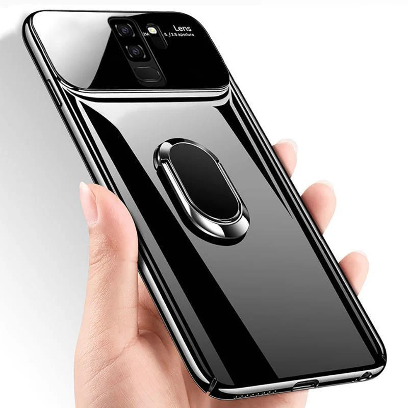 ZNP Luxury Ring Stand Case For Samsung Galaxy S9 Plus Slim PC + Glass Holoder Glossy Cover Cases For Samsung S9 Plus Phone Case
