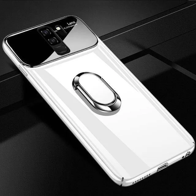 ZNP Luxury Ring Stand Case For Samsung Galaxy S9 Plus Slim PC + Glass Holoder Glossy Cover Cases For Samsung S9 Plus Phone Case