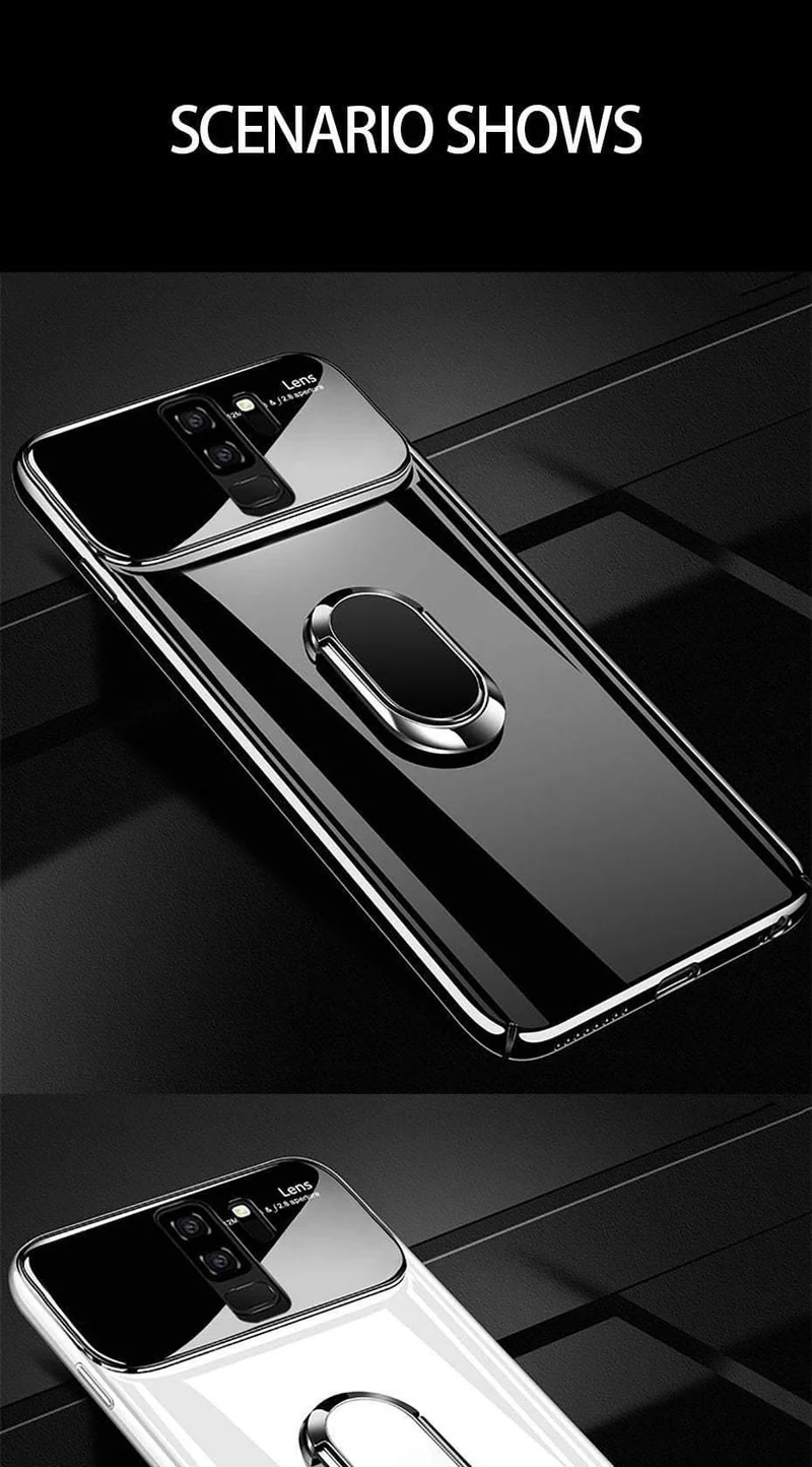 ZNP Luxury Ring Stand Case For Samsung Galaxy S9 Plus Slim PC + Glass Holoder Glossy Cover Cases For Samsung S9 Plus Phone Case