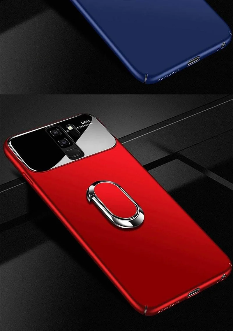 ZNP Luxury Ring Stand Case For Samsung Galaxy S9 Plus Slim PC + Glass Holoder Glossy Cover Cases For Samsung S9 Plus Phone Case