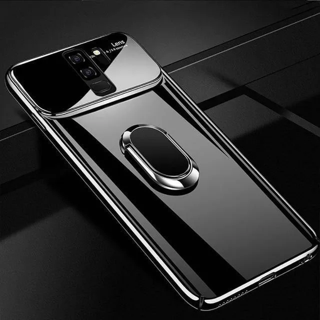ZNP Luxury Ring Stand Case For Samsung Galaxy S9 Plus Slim PC + Glass Holoder Glossy Cover Cases For Samsung S9 Plus Phone Case