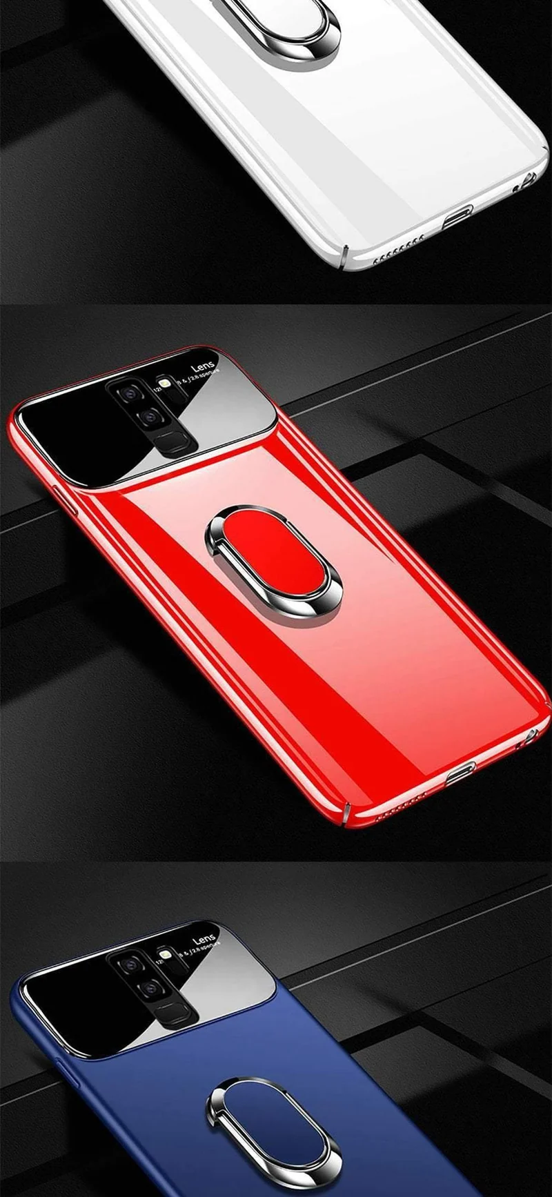 ZNP Luxury Ring Stand Case For Samsung Galaxy S9 Plus Slim PC + Glass Holoder Glossy Cover Cases For Samsung S9 Plus Phone Case