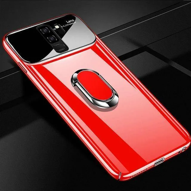 ZNP Luxury Ring Stand Case For Samsung Galaxy S9 Plus Slim PC + Glass Holoder Glossy Cover Cases For Samsung S9 Plus Phone Case