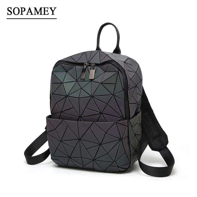 Frauen Rucksack Geometrische Umhängetasche Schüler Schultasche Für Teenager Hologramm Leuchtende Rucksäcke Laser bao tasche rucksack
