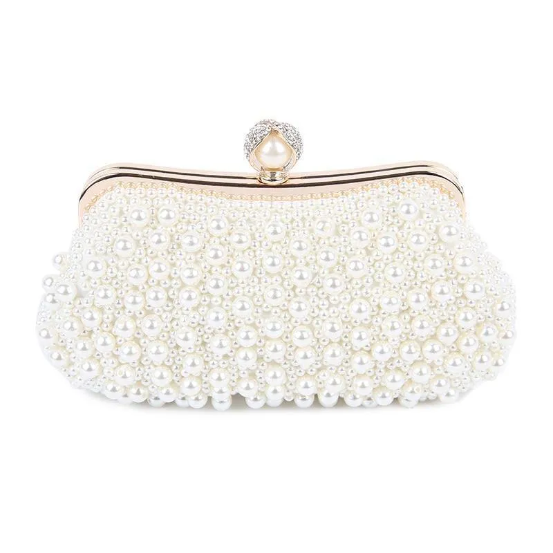 Damen Perlentasche Perlenweiß Muschel Messenger Bags Luxus Perlen Handtasche Abend Clutch Tasche für Braut/Brautjungfer