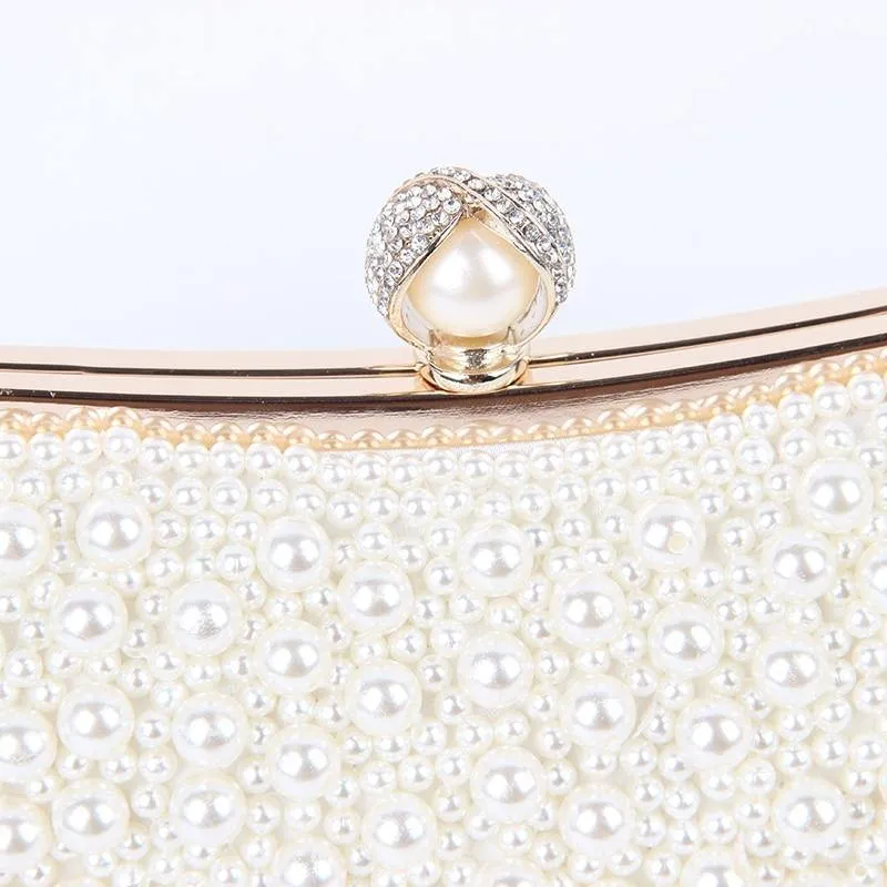 Damen Perlentasche Perlenweiß Muschel Messenger Bags Luxus Perlen Handtasche Abend Clutch Tasche für Braut/Brautjungfer