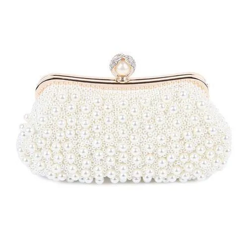 Damen Perlentasche Perlenweiß Muschel Messenger Bags Luxus Perlen Handtasche Abend Clutch Tasche für Braut/Brautjungfer
