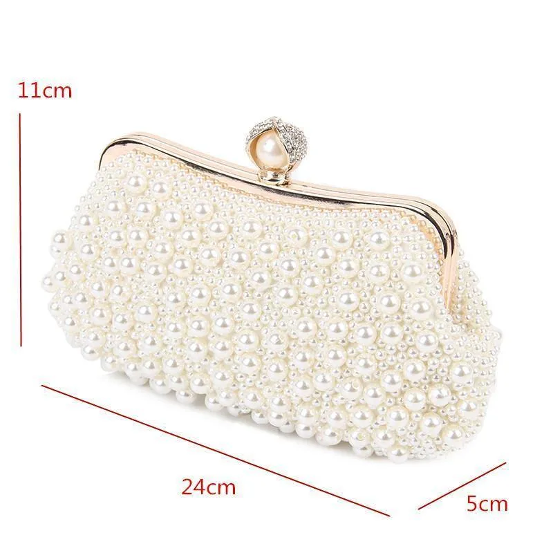 Damen Perlentasche Perlenweiß Muschel Messenger Bags Luxus Perlen Handtasche Abend Clutch Tasche für Braut/Brautjungfer