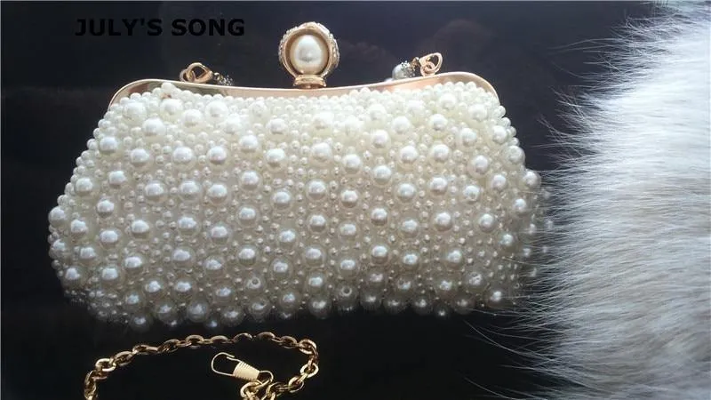 Damen Perlentasche Perlenweiß Muschel Messenger Bags Luxus Perlen Handtasche Abend Clutch Tasche für Braut/Brautjungfer