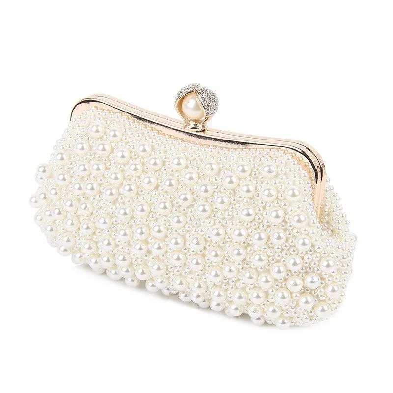 Damen Perlentasche Perlenweiß Muschel Messenger Bags Luxus Perlen Handtasche Abend Clutch Tasche für Braut/Brautjungfer
