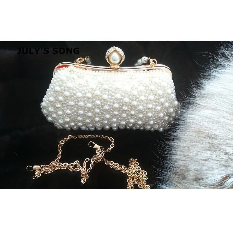 Damen Perlentasche Perlenweiß Muschel Messenger Bags Luxus Perlen Handtasche Abend Clutch Tasche für Braut/Brautjungfer
