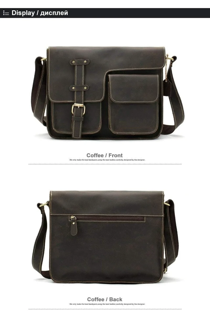 Herrentaschen Crazy Horse Echtes Leder Vintage Umhängetaschen für Männer Umhängetasche Herren Umhängetasche Herren 1050