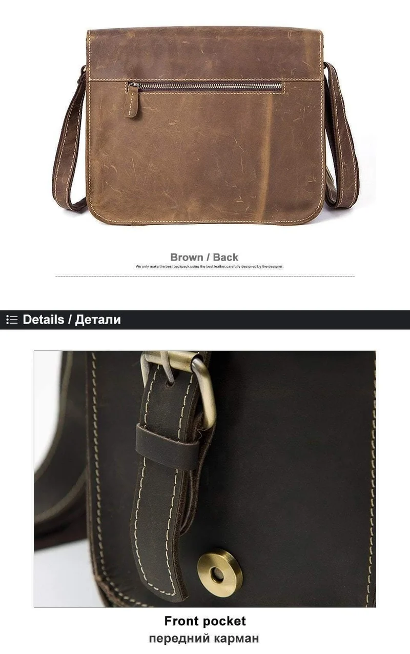 Herrentaschen Crazy Horse Echtes Leder Vintage Umhängetaschen für Männer Umhängetasche Herren Umhängetasche Herren 1050