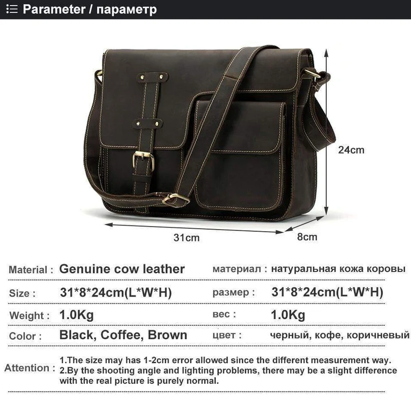 Herrentaschen Crazy Horse Echtes Leder Vintage Umhängetaschen für Männer Umhängetasche Herren Umhängetasche Herren 1050
