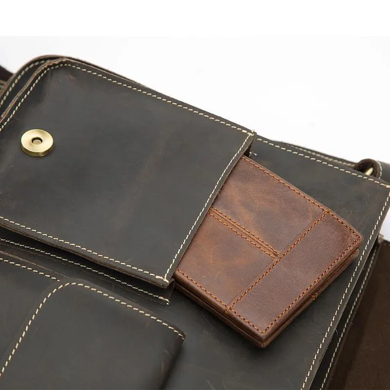 Herrentaschen Crazy Horse Echtes Leder Vintage Umhängetaschen für Männer Umhängetasche Herren Umhängetasche Herren 1050