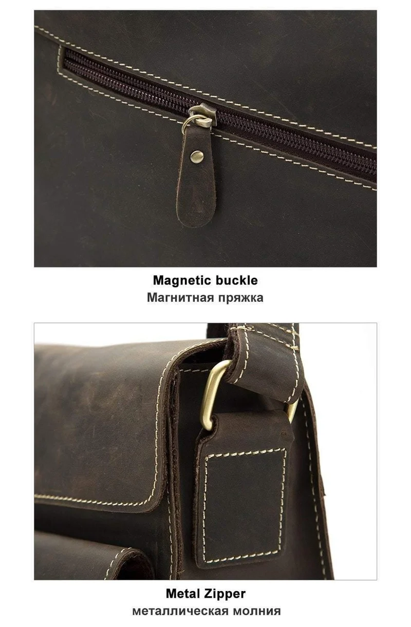 Herrentaschen Crazy Horse Echtes Leder Vintage Umhängetaschen für Männer Umhängetasche Herren Umhängetasche Herren 1050