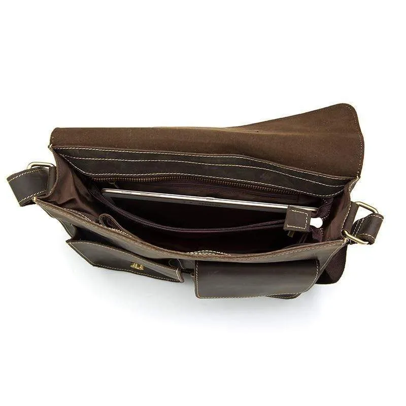 Herrentaschen Crazy Horse Echtes Leder Vintage Umhängetaschen für Männer Umhängetasche Herren Umhängetasche Herren 1050
