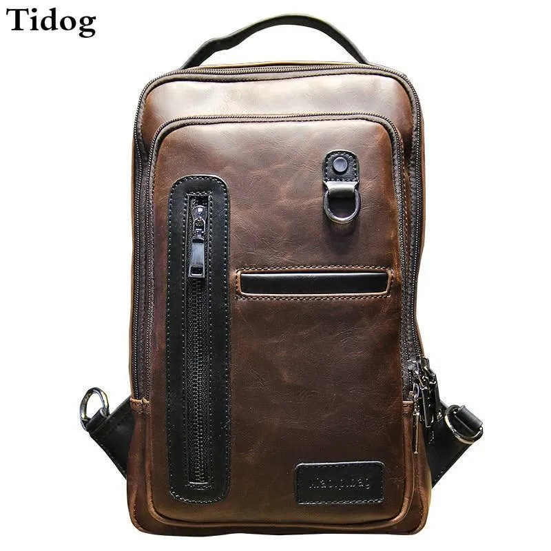 Fashion Crazy Horse Brusttasche männlichen koreanischen Gezeiten Brusttasche Männer Tasche