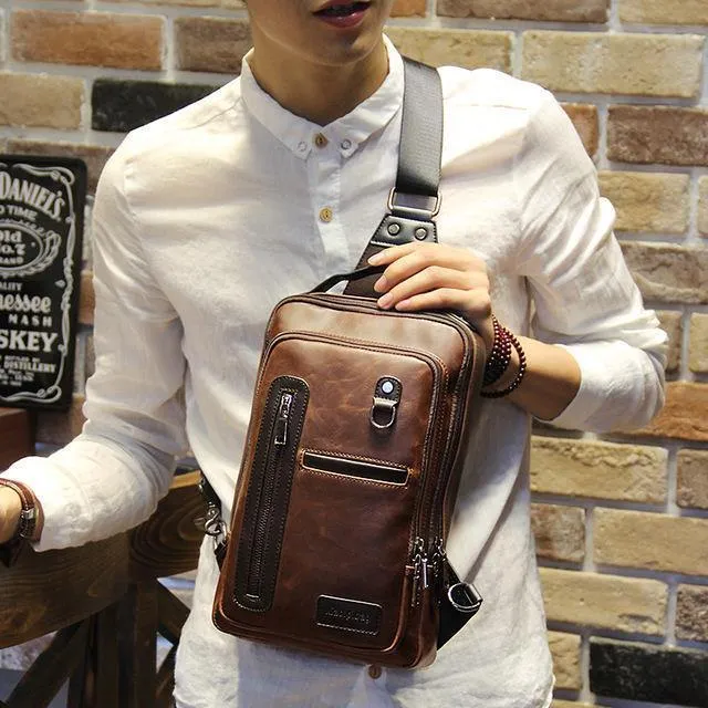 Fashion Crazy Horse Brusttasche männlichen koreanischen Gezeiten Brusttasche Männer Tasche