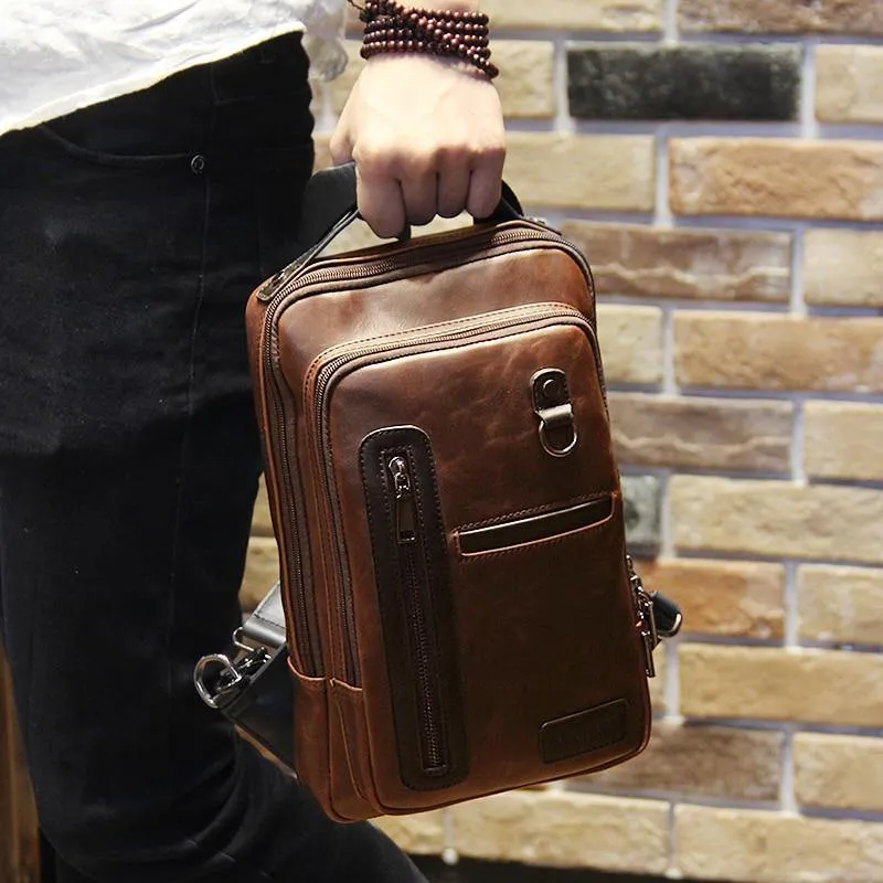 Fashion Crazy Horse Brusttasche männlichen koreanischen Gezeiten Brusttasche Männer Tasche
