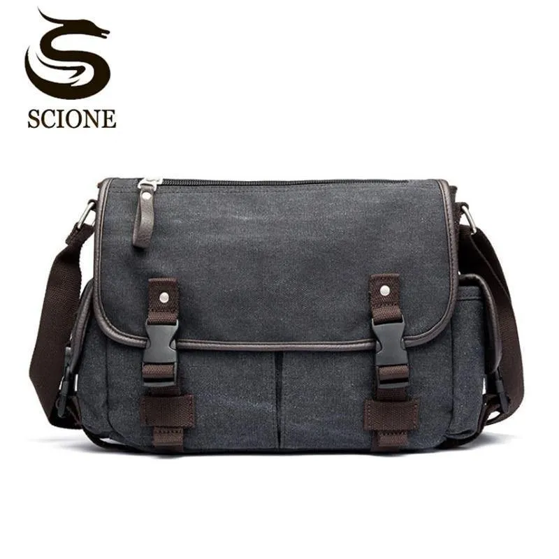 Herren Umhängetasche Reise Umhängetaschen Kausal Canvas Messenger Bag Patchwork Multifunktions Laptop Handtasche Schule Tote