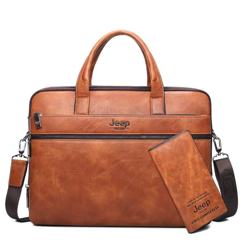 Herren Aktentasche Taschen für 14" Laptop Mann Business Tasche 2er Set Handtaschen Hochwertiges Leder Büro Schultertaschen Tote