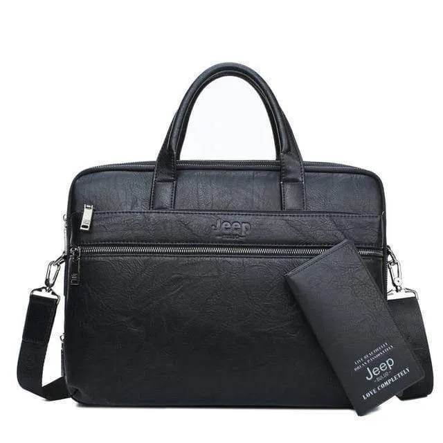 Herren Aktentasche Taschen für 14" Laptop Mann Business Tasche 2er Set Handtaschen Hochwertiges Leder Büro Schultertaschen Tote