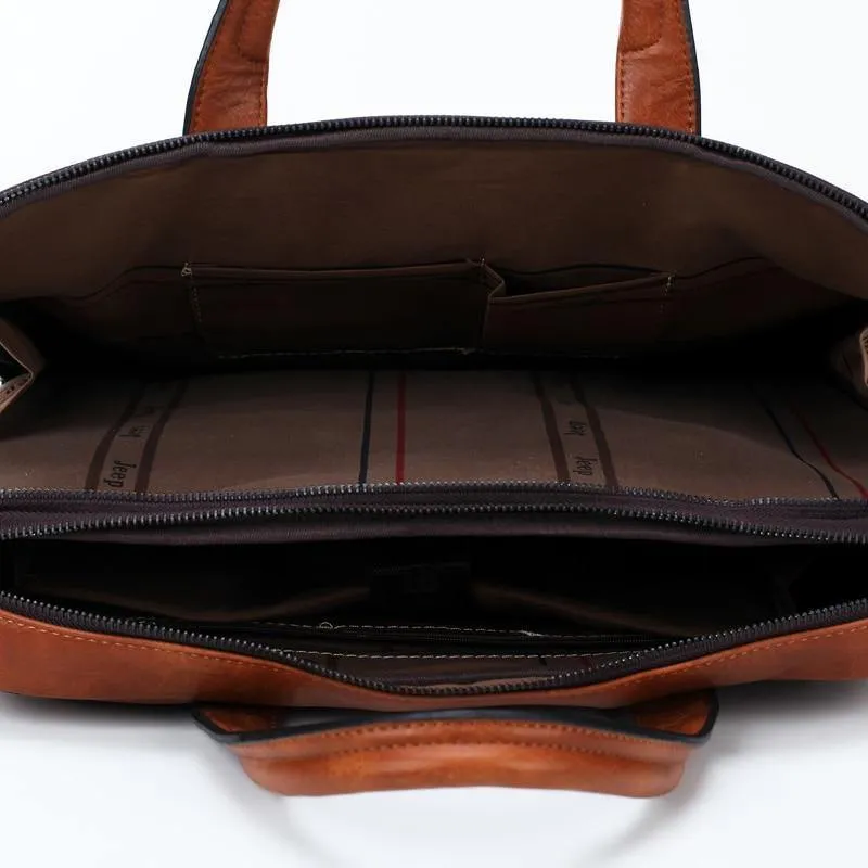 Herren Aktentasche Taschen für 14" Laptop Mann Business Tasche 2er Set Handtaschen Hochwertiges Leder Büro Schultertaschen Tote