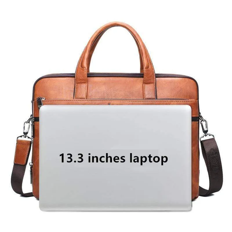 Herren Aktentasche Taschen für 14" Laptop Mann Business Tasche 2er Set Handtaschen Hochwertiges Leder Büro Schultertaschen Tote