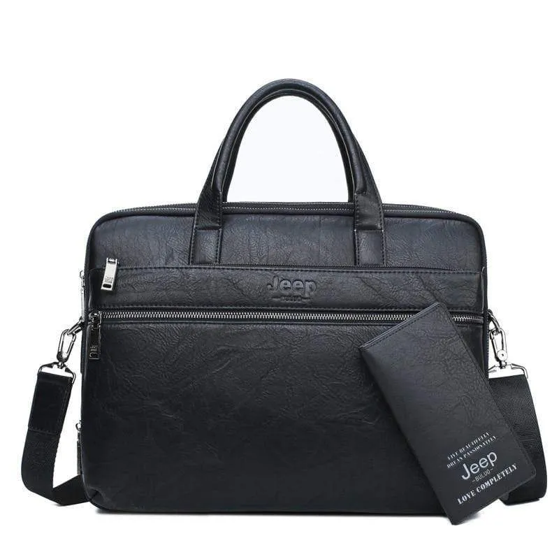 Herren Aktentasche Taschen für 14" Laptop Mann Business Tasche 2er Set Handtaschen Hochwertiges Leder Büro Schultertaschen Tote