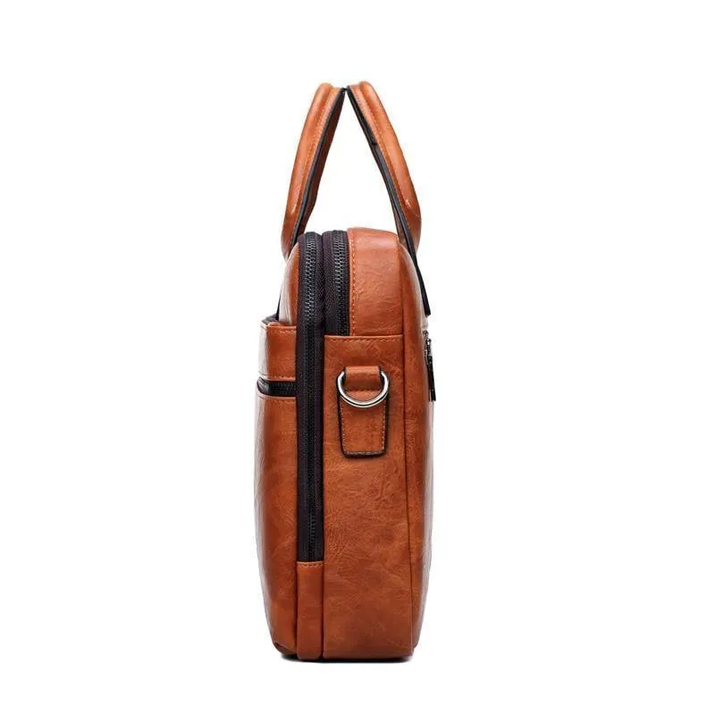 Herren Aktentasche Taschen für 14" Laptop Mann Business Tasche 2er Set Handtaschen Hochwertiges Leder Büro Schultertaschen Tote